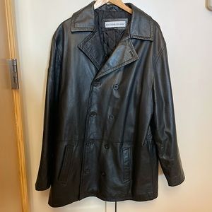 Irvine Park Black Leather Oversized Vintage Jacket Sz XL Men fits uni or women